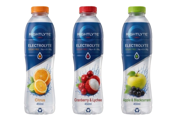 Rightlyte Electrolyte Liquid — Citrus, Cranberry & Lychee, Apple & Blackcurrant