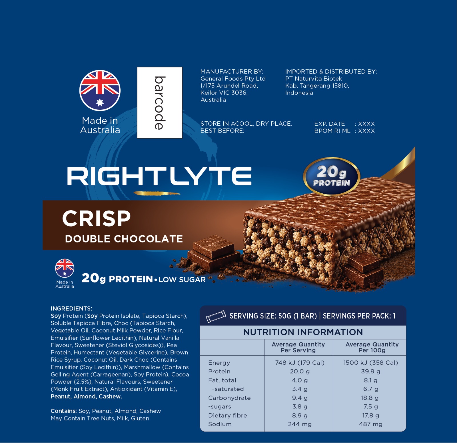 Rightlyte Crisp Bar Chocolate Detail
