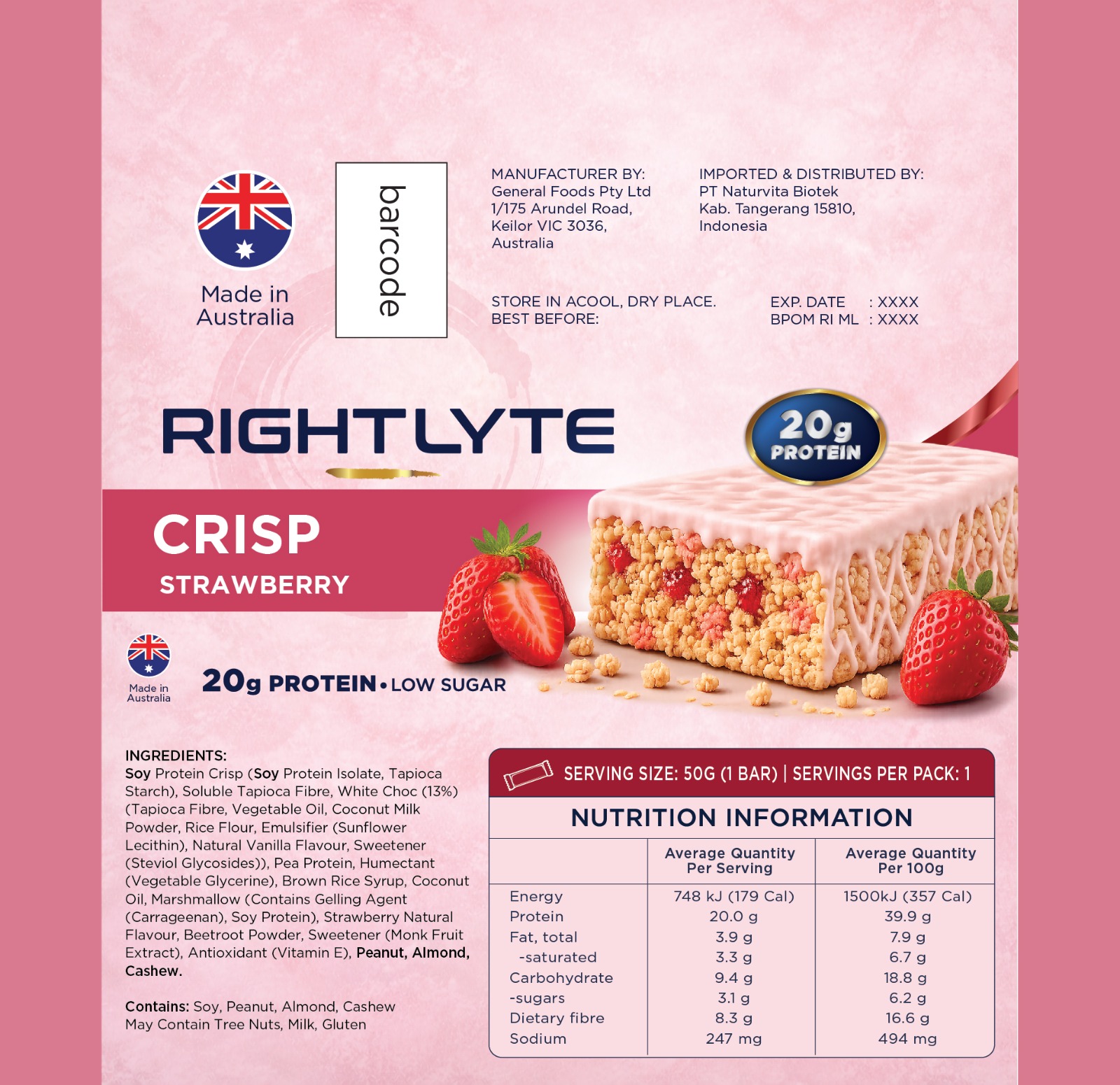 Rightlyte Crisp Bar Strawberry Detail