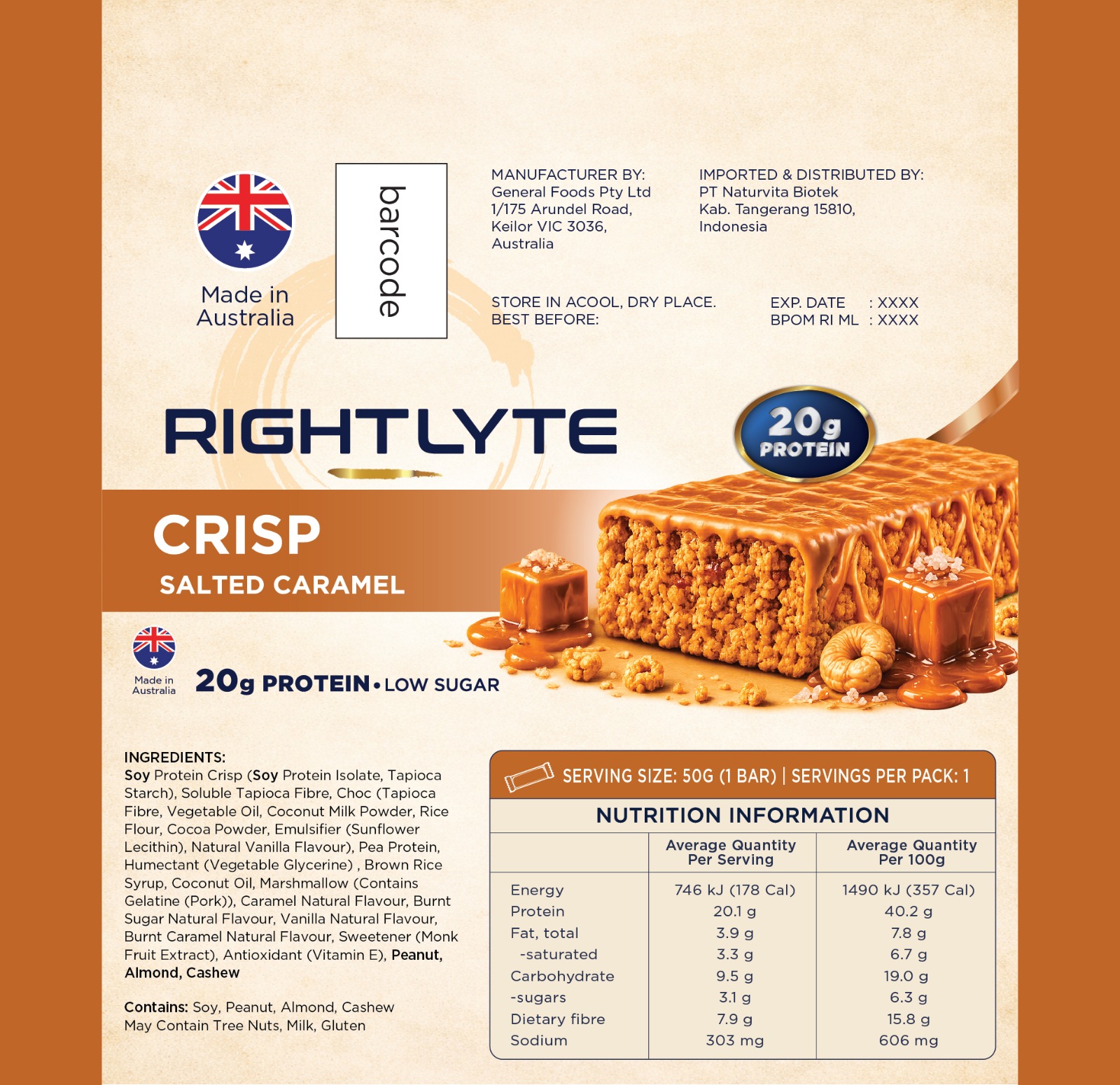 Rightlyte Crisp Bar Salted Cream Detail
