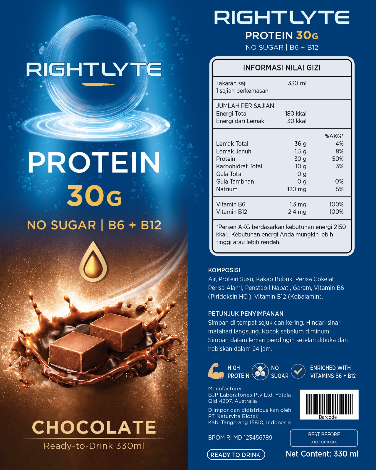 Rightlyte Protein Shake Chocolate Detail