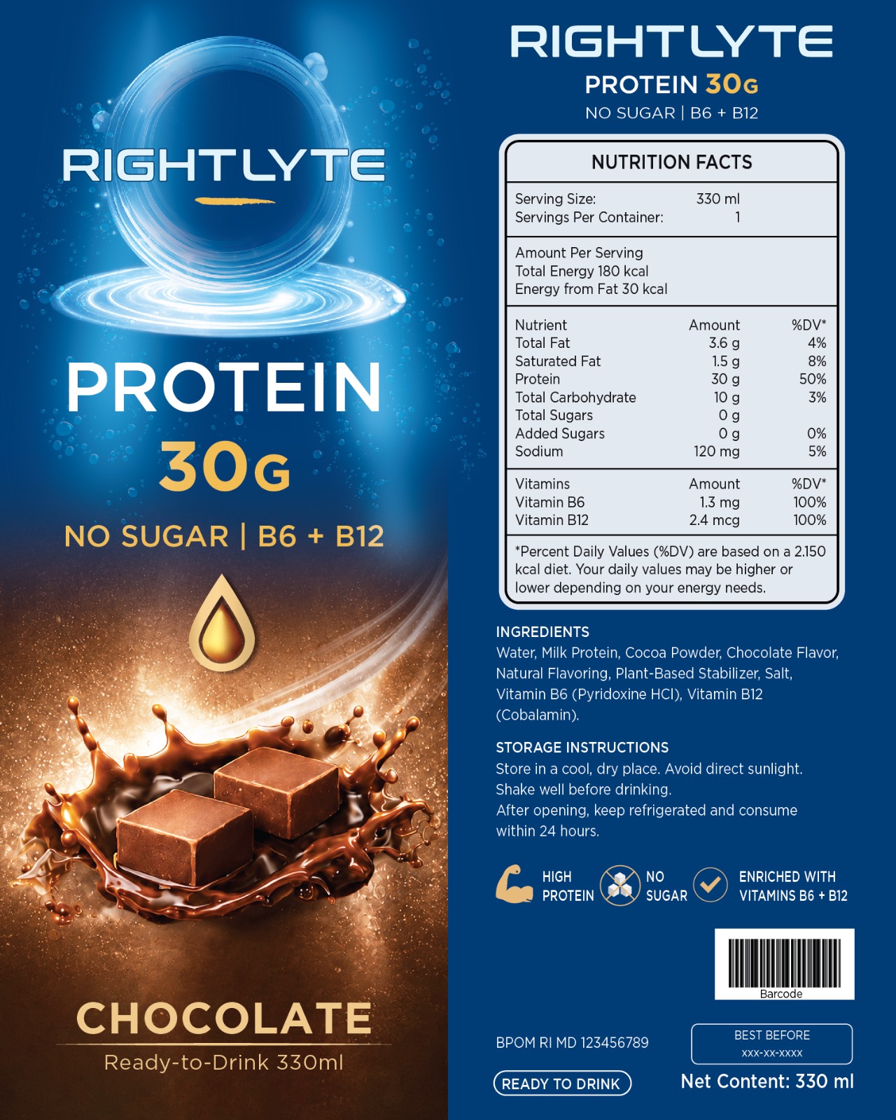 Rightlyte Protein Shake Chocolate Detail